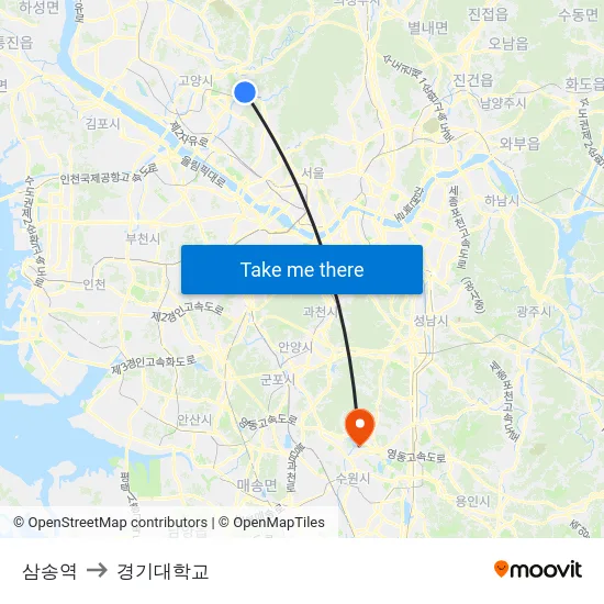 삼송역 to 경기대학교 map