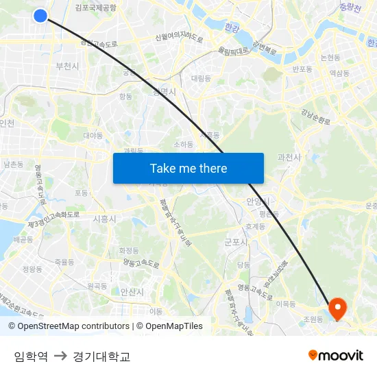 임학역 to 경기대학교 map