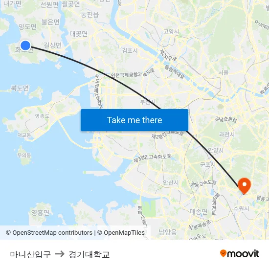 마니산입구 to 경기대학교 map
