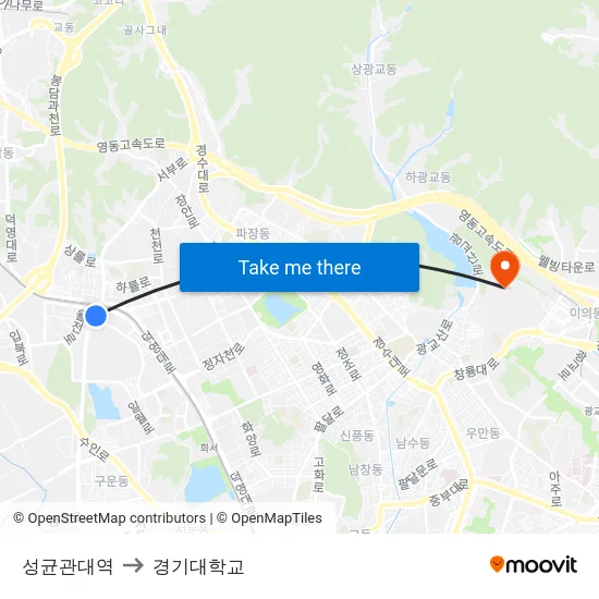 성균관대역 to 경기대학교 map
