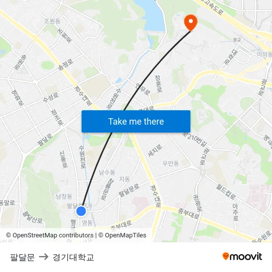 팔달문 to 경기대학교 map