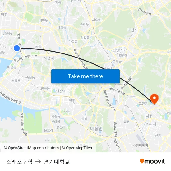 소래포구역 to 경기대학교 map