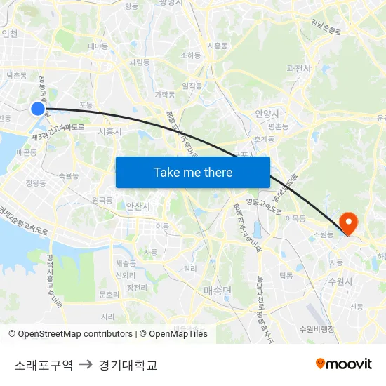 소래포구역 to 경기대학교 map