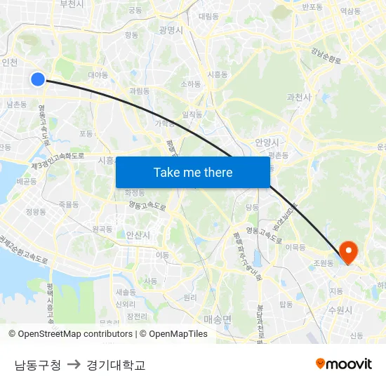 남동구청 to 경기대학교 map