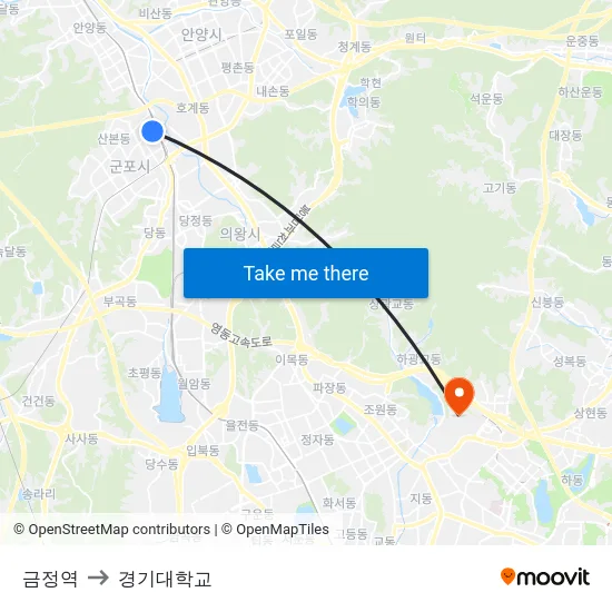 금정역 to 경기대학교 map