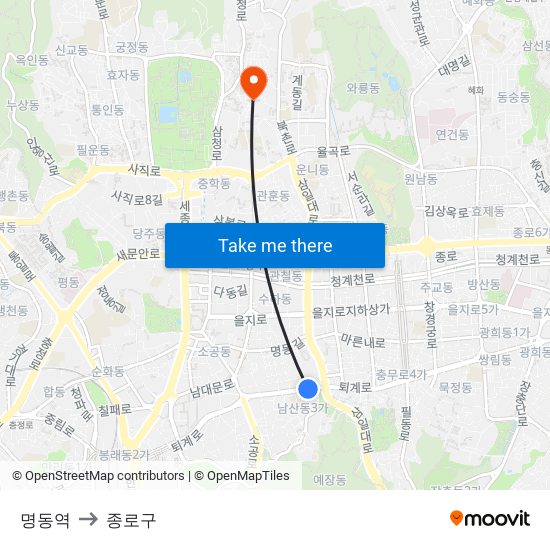 명동역 to 종로구 map