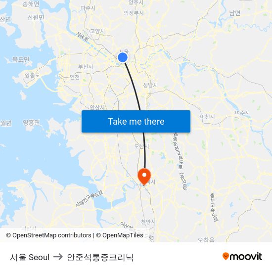 서울 Seoul to 안준석통증크리닉 map