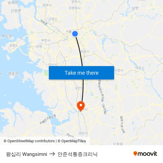 왕십리 Wangsimni to 안준석통증크리닉 map