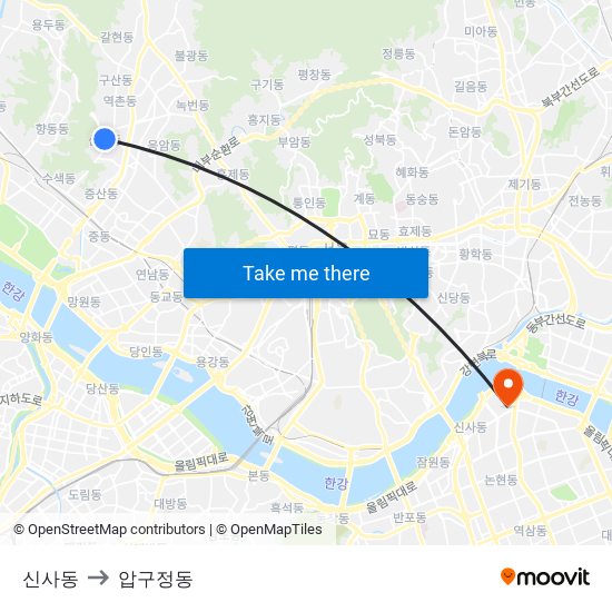 신사동 to 압구정동 map