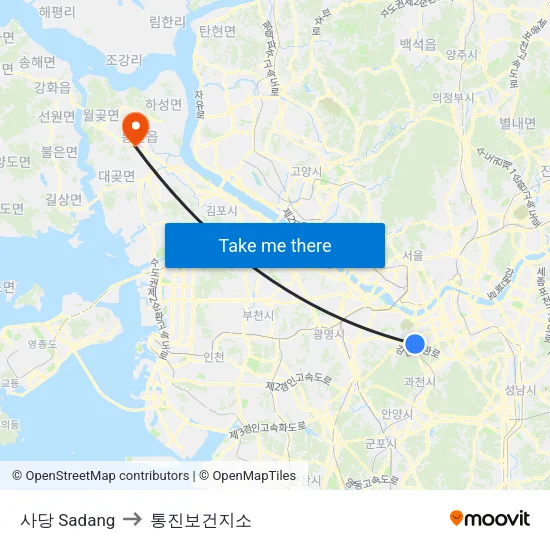 사당 Sadang to 통진보건지소 map