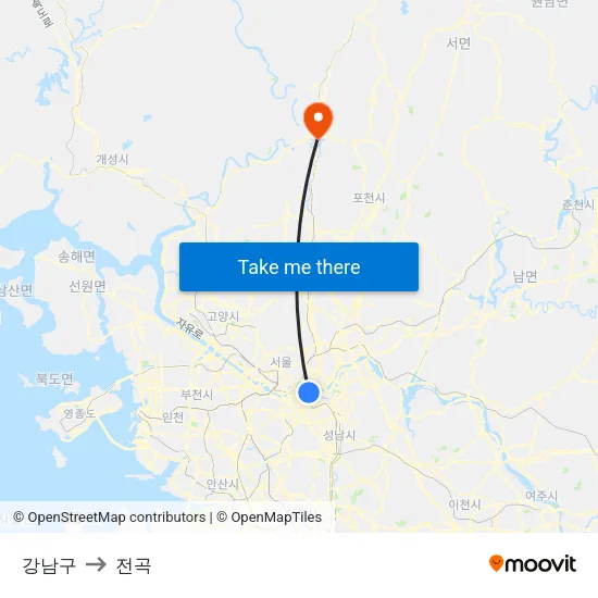 강남구 to 전곡 map