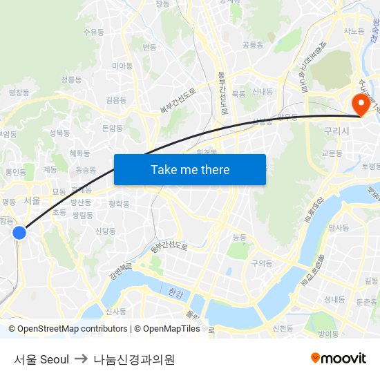 서울 Seoul to 나눔신경과의원 map