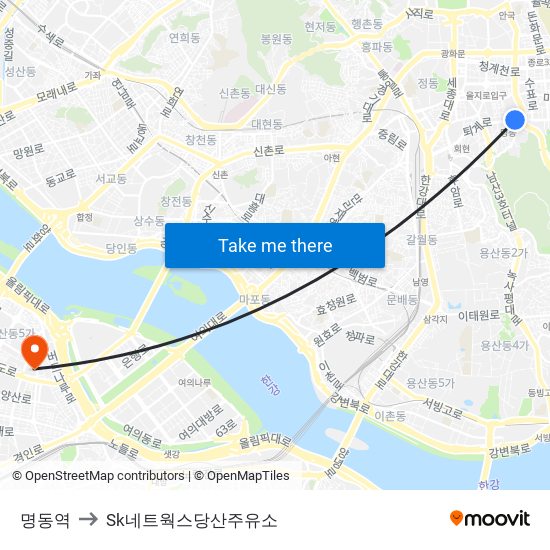 명동역 to Sk네트웍스당산주유소 map