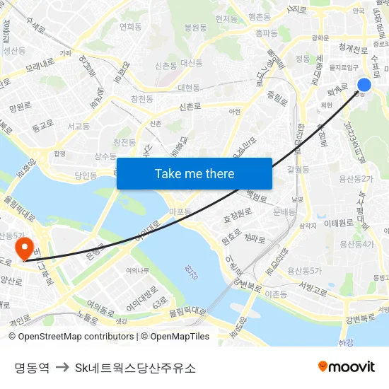 명동역 to Sk네트웍스당산주유소 map