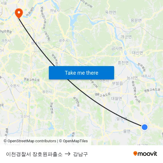 이천경찰서 장호원파출소 to 강남구 map