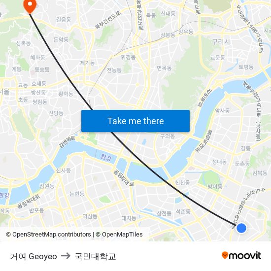 거여 Geoyeo to 국민대학교 map