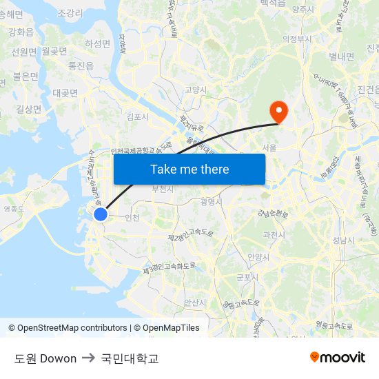 도원 Dowon to 국민대학교 map