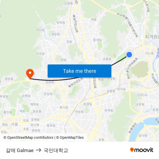 갈매 Galmae to 국민대학교 map