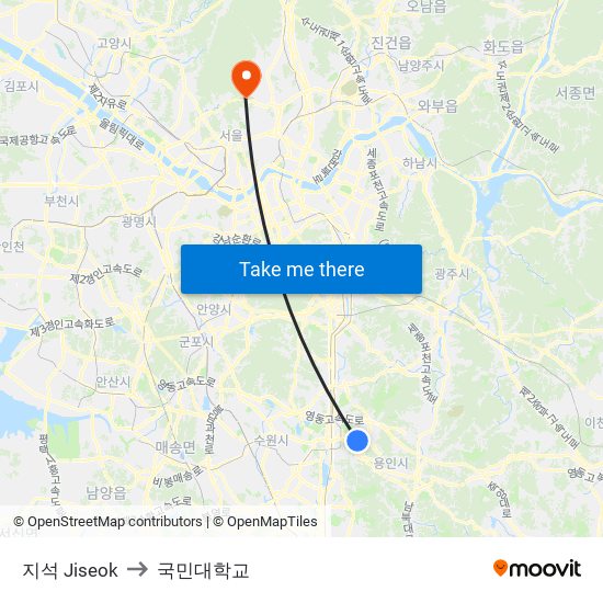 지석 Jiseok to 국민대학교 map