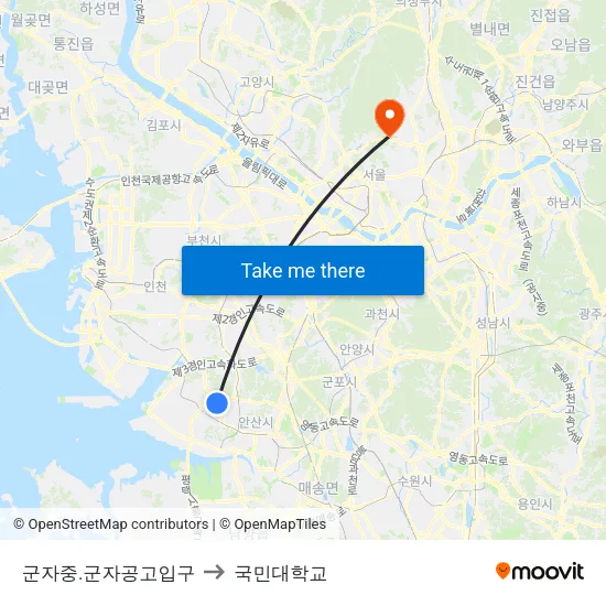 군자중.군자공고입구 to 국민대학교 map