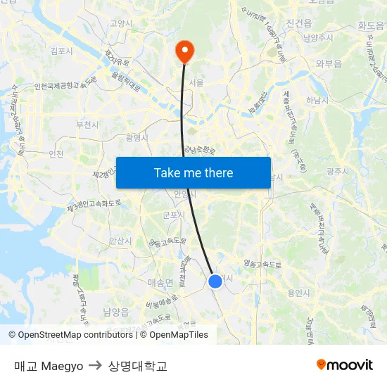 매교 Maegyo to 상명대학교 map