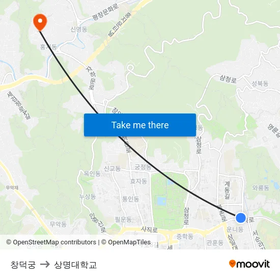 창덕궁 to 상명대학교 map