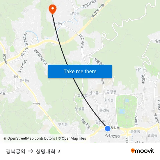 경복궁역 to 상명대학교 map