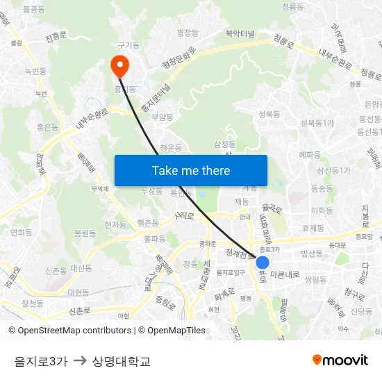 을지로3가 to 상명대학교 map