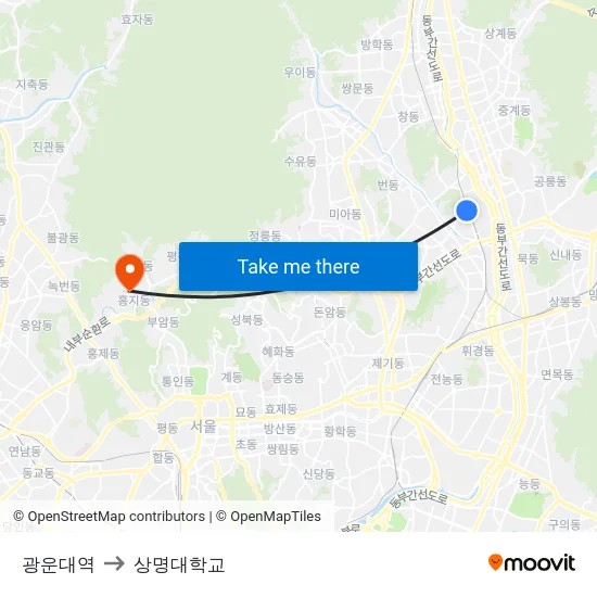 광운대역 to 상명대학교 map