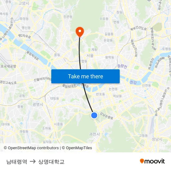 남태령역 to 상명대학교 map