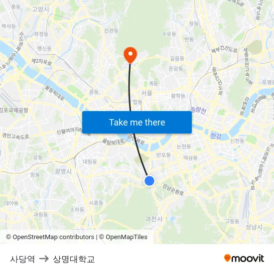 사당역 to 상명대학교 map