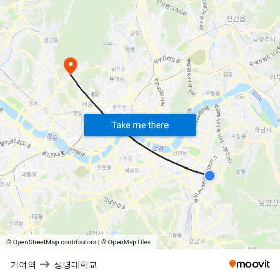 거여역 to 상명대학교 map