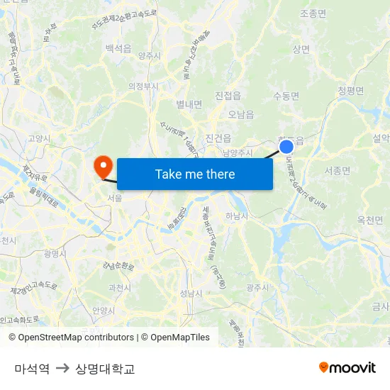 마석역 to 상명대학교 map