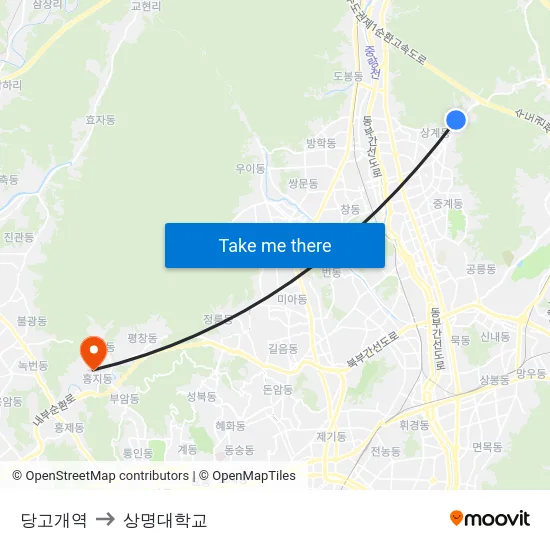 당고개역 to 상명대학교 map