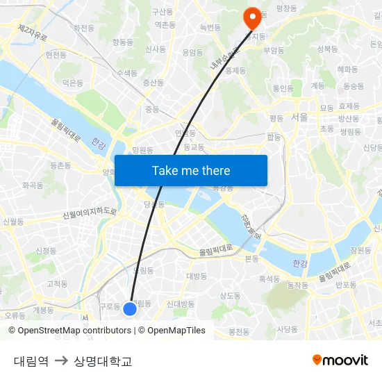 대림역 to 상명대학교 map