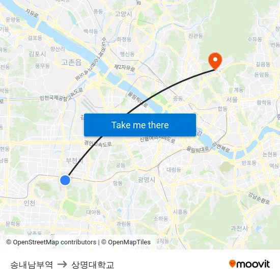 송내남부역 to 상명대학교 map