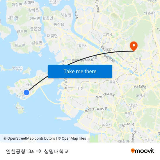 인천공항13a to 상명대학교 map