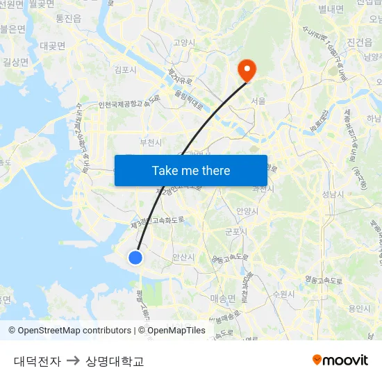 대덕전자 to 상명대학교 map