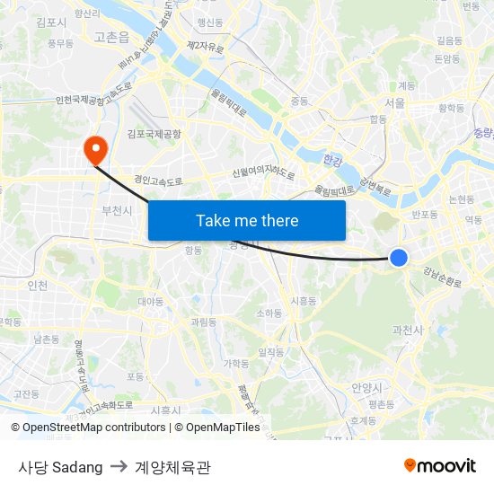 사당 Sadang to 계양체육관 map