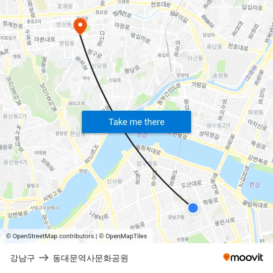 강남구 to 동대문역사문화공원 map