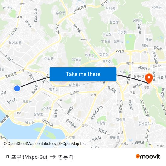 마포구 (Mapo-Gu) to 마포구 (Mapo-Gu) map