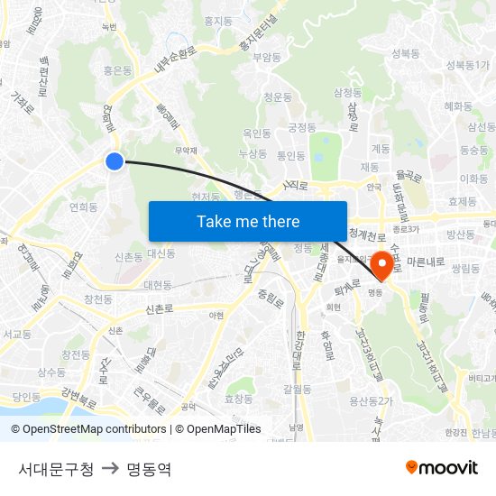 서대문구청 to 명동역 map