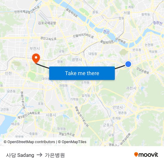 사당 Sadang to 가은병원 map