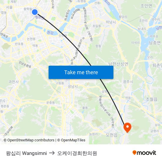 왕십리 Wangsimni to 오케이경희한의원 map