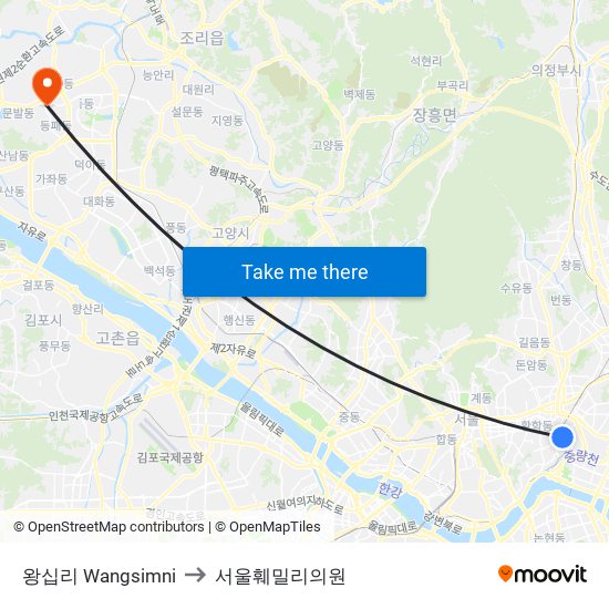 왕십리 Wangsimni to 서울훼밀리의원 map