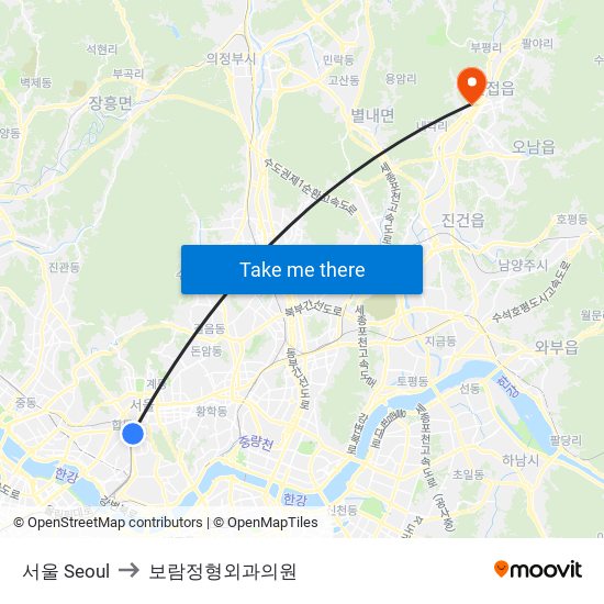 서울 Seoul to 보람정형외과의원 map