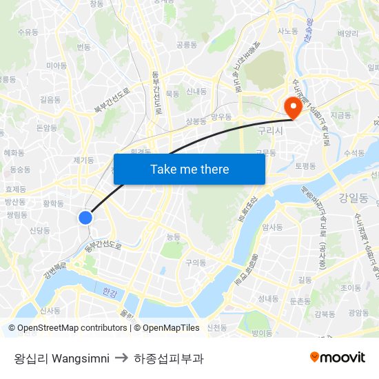 왕십리 Wangsimni to 하종섭피부과 map