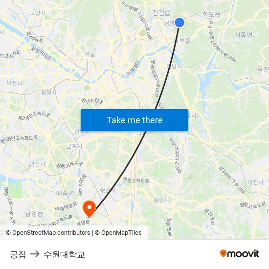 궁집 to 수원대학교 map