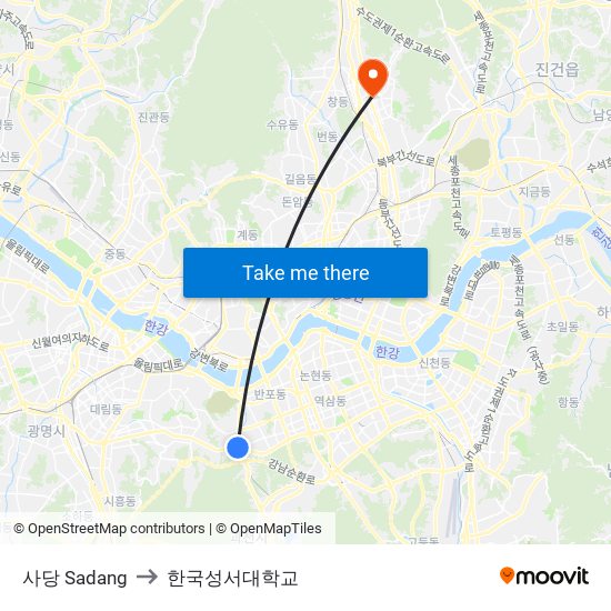 사당 Sadang to 한국성서대학교 map