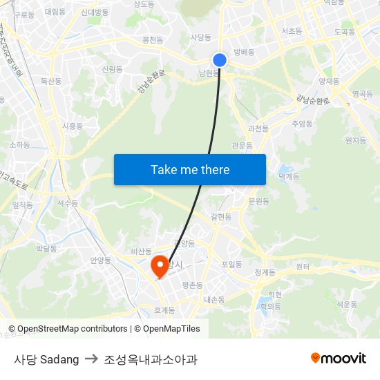 사당 Sadang to 조성옥내과소아과 map